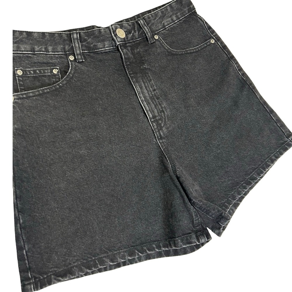 Pull&Bear High Waisted Relaxed Denim Shorts Black Sz 6 - Picture 2 of 8